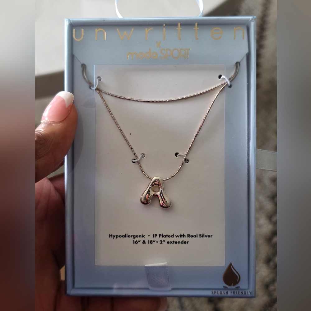 Unwritten Women Silver Letter A Name Initial Necklace New